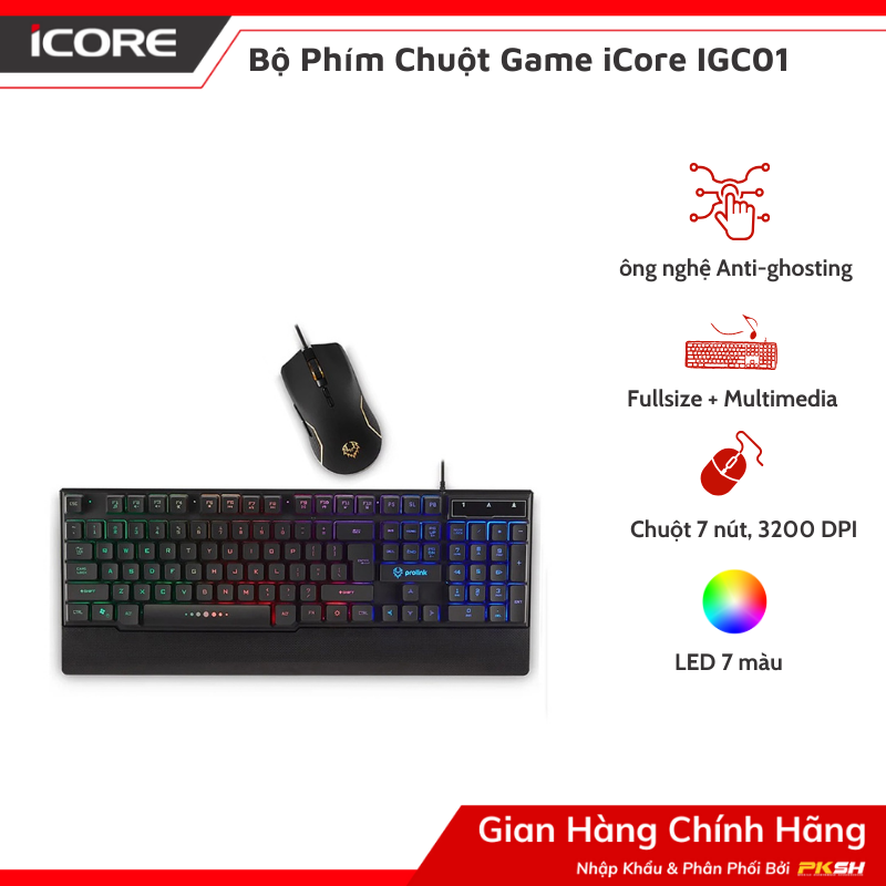 Bộ Phím Chuột Game iCore IGC01 - Hàng chính hãng