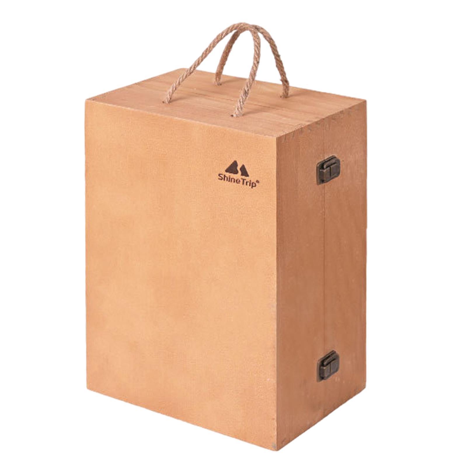 Outdoor Wood Camping Condiment Storage Box BBQ Travel Oil Bottle Spices Container Seasoning Tin Organizer Case