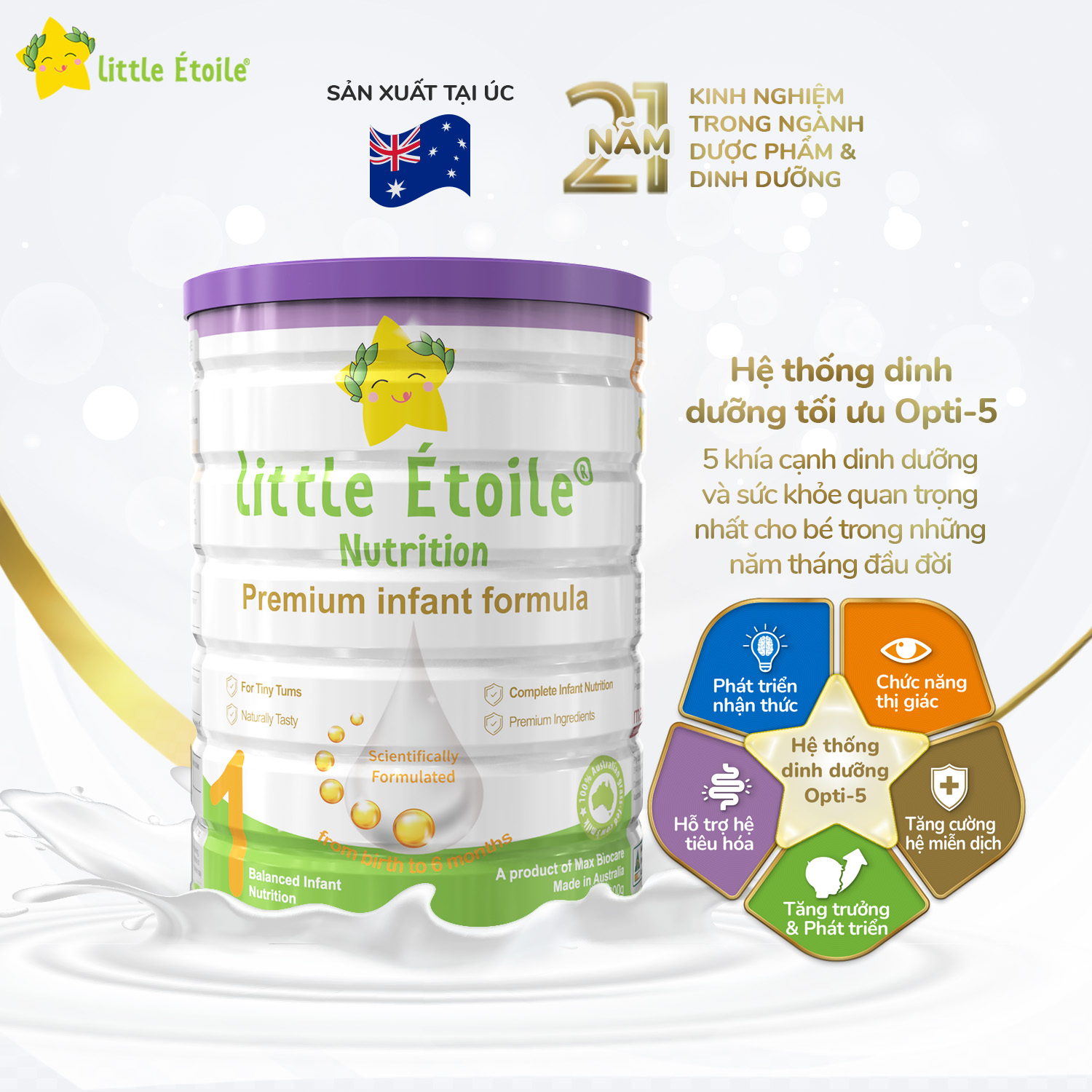 Combo 2 lon Sữa bột ngôi sao nhỏ Little Étoile số 1 800g dành cho bé 0 - 6 tháng