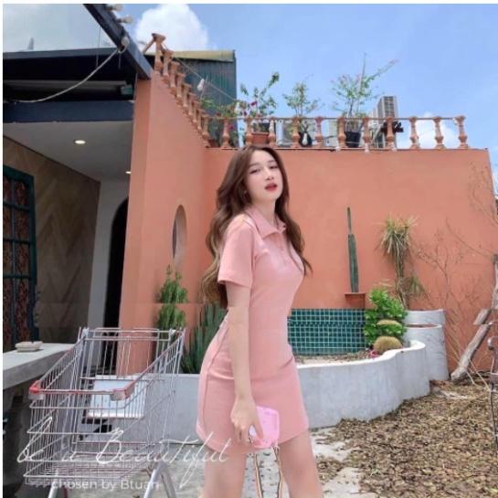 đầm polo dáng suông - váy xuông cổ sơmi chất cotton kéo giãn phong thái tươi trẻ V147 coco land chất đẹp deal tốt