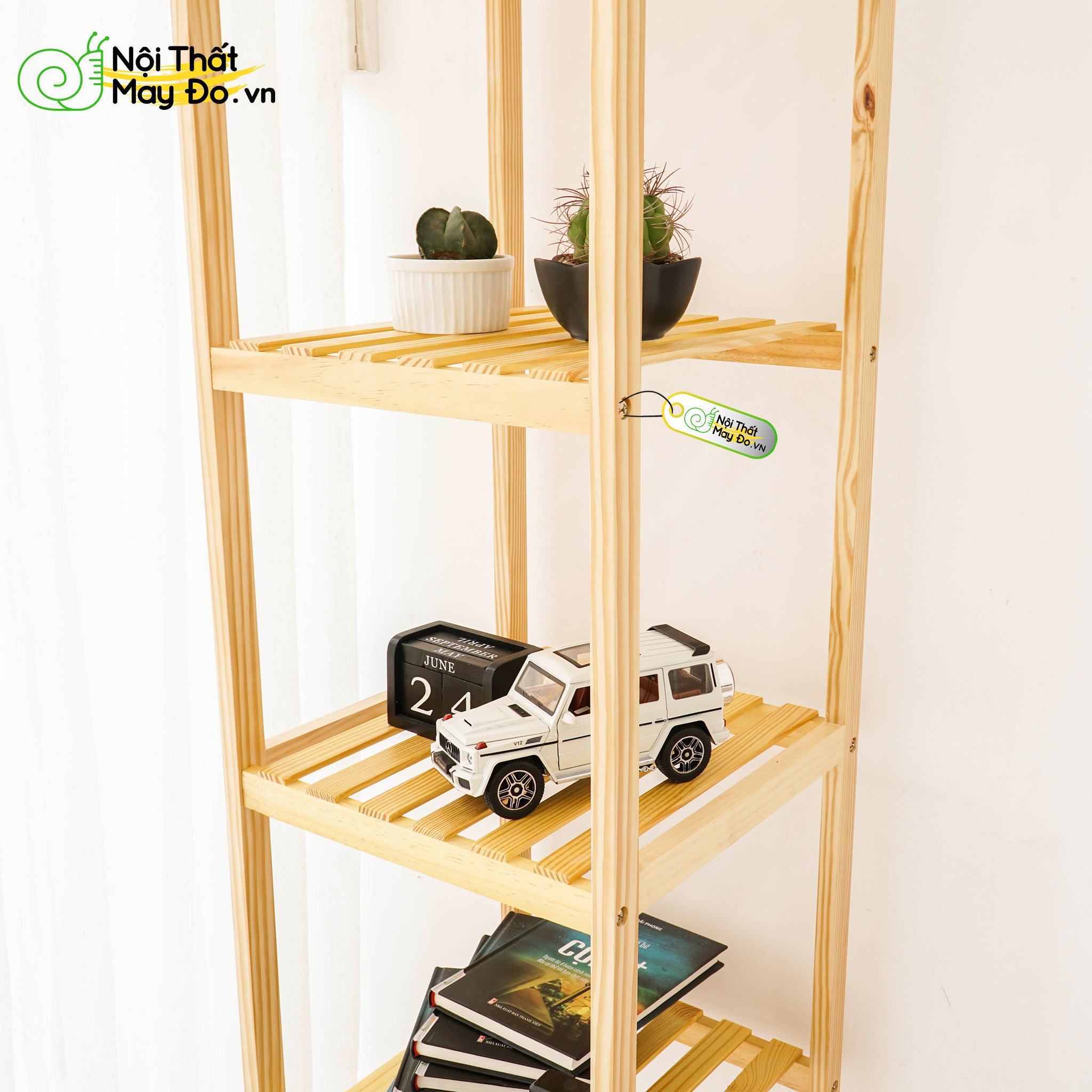 Kệ Gỗ Đa Năng - SHELF 5F- Thiết Kế 5 Tầng Hiện Đại - Chất Liệu Gỗ Thông Bền Chắc - Dễ Di Chuyển - Có 2 Màu Sắc