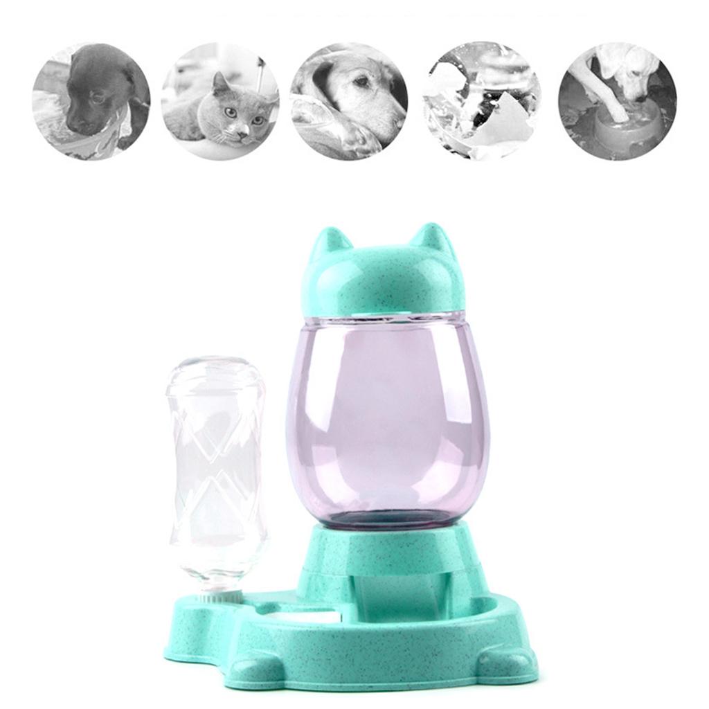 Cat Self Feeder and Waterer Drinking Water/Automatic Feeding Bowls Green