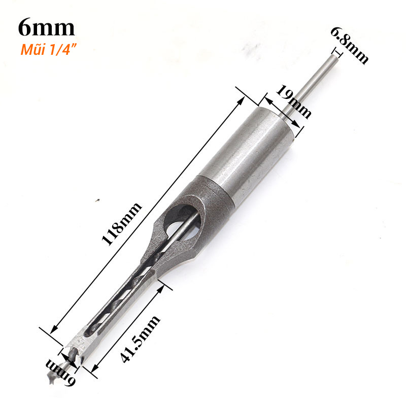 BỘ 4 MŨI KHOAN GỖ LỖ VUÔNG 1/4 - 1/2 INCH HSS