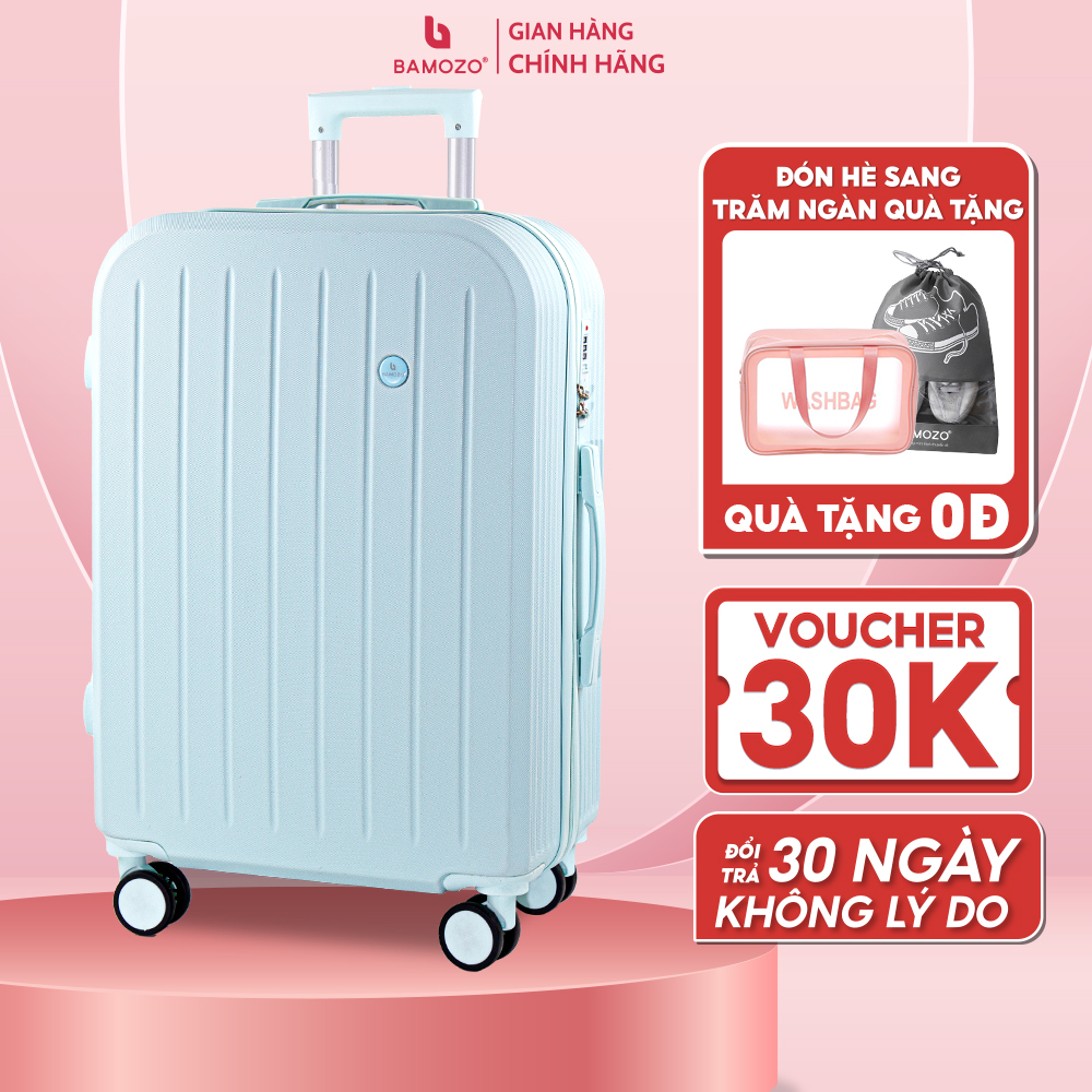 Vali Du Lịch Bamozo 8812 Thời Trang Màu Xanh Nhạt Size 20/24 Chất Liệu Nhựa ABS Bền Đẹp Bảo Hành 5 Năm