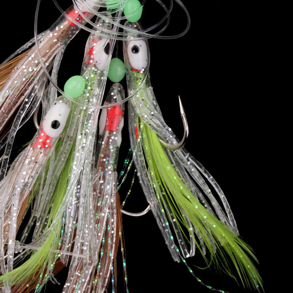 2xSabiki Fishing Lure Rigs Bait Jigs Lure Soft Lure String Crystal Barbed Hook