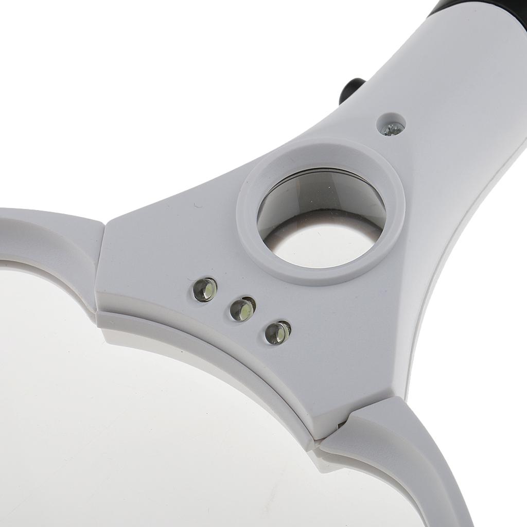 3 LED Light Handheld  Reading Magnifying Glass Lens Jewelry Loupe
