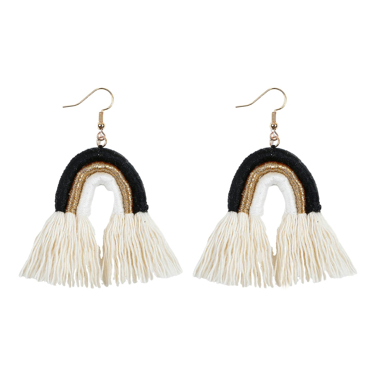 Bohemian Tassel Earrings Earrings Rainbow Shape Tassel Earrings Long Fringe Earrings for Women Girls Statement Earrings