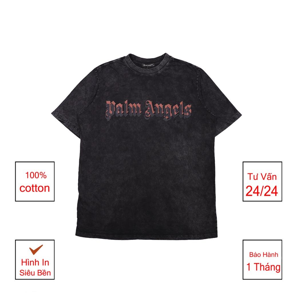 Áo thun loang đen plamangels tay lỡ nam nữ chất liệu cotton 100% cao cấp phối dáng unisex