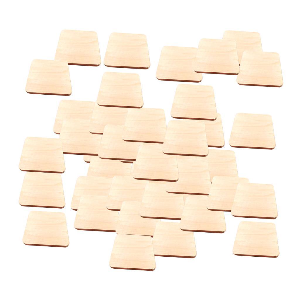 Set of 100 Square Blank Wooden Pieces Cutouts DIY Craft Supplies 1.6inch