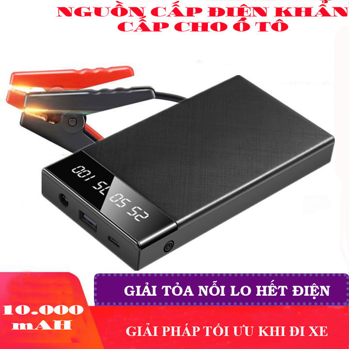 Bộ Nguồn Dự Phòng Khởi Động Ô Tô Siêu Mỏng 12V 10000mAH Dòng Xả 200-400A Kiêm Sạc Dự Phòng