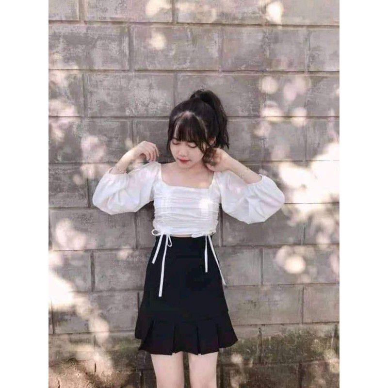 Áo kiểu dây rút tay bồng