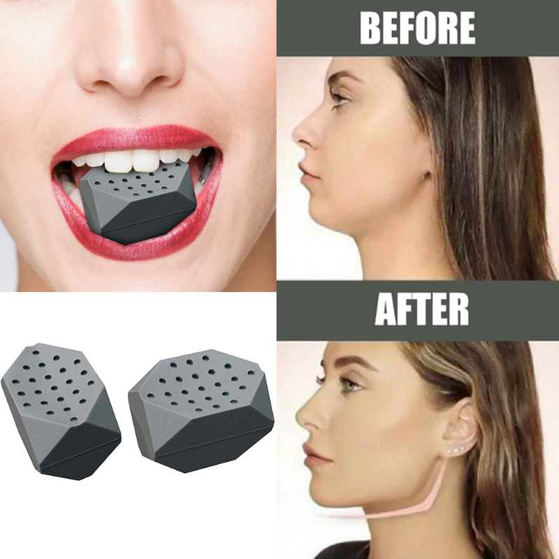 Jawline Persentiser silicone silicone chăm sóc cơ thể tập thể dục khuôn mặt Masseter căng thẳng nhai bóng đôi cằm giảm mặt nâng mặt mỏng Color: B style 1pcs black