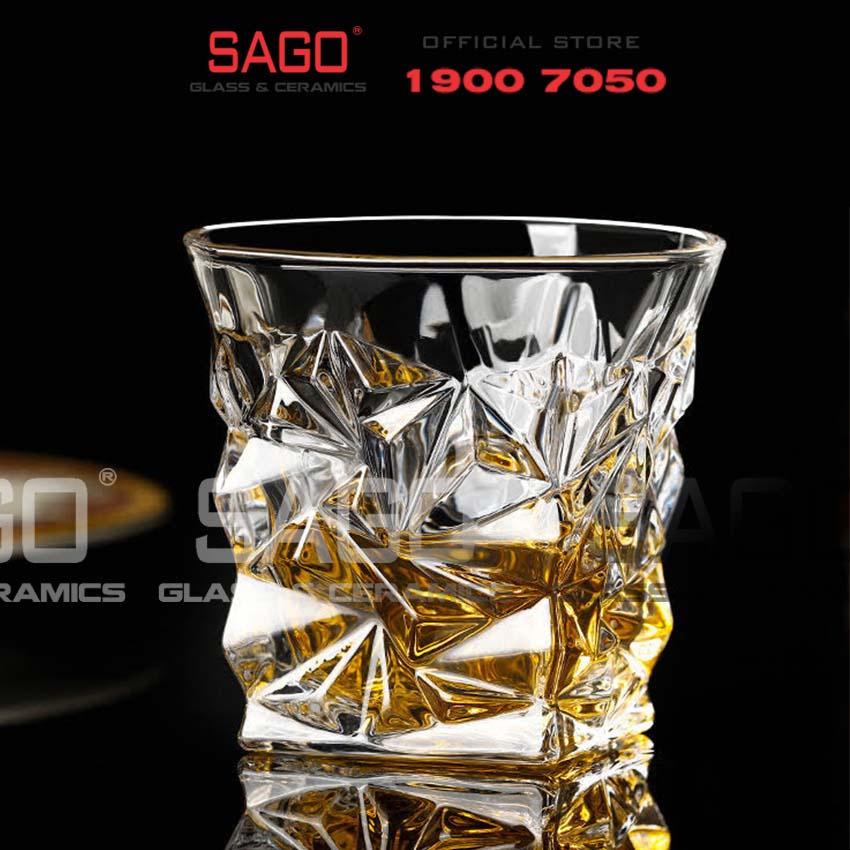 Ly Thủy Tinh Elegant whiskey Diamond Rock Glass 260ml | Cốc Thủy Tinh cao cấp