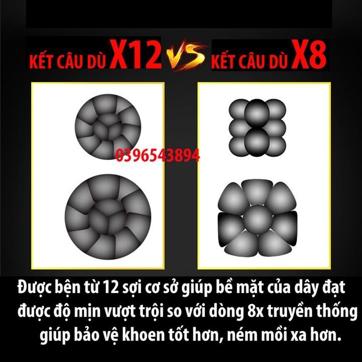 Dây dù câu cá PE X12 PIRATE (12 lõi) 100m Siêu bền Siêu mịn Siêu tải màu xanh lá 2 tầng chống thấm