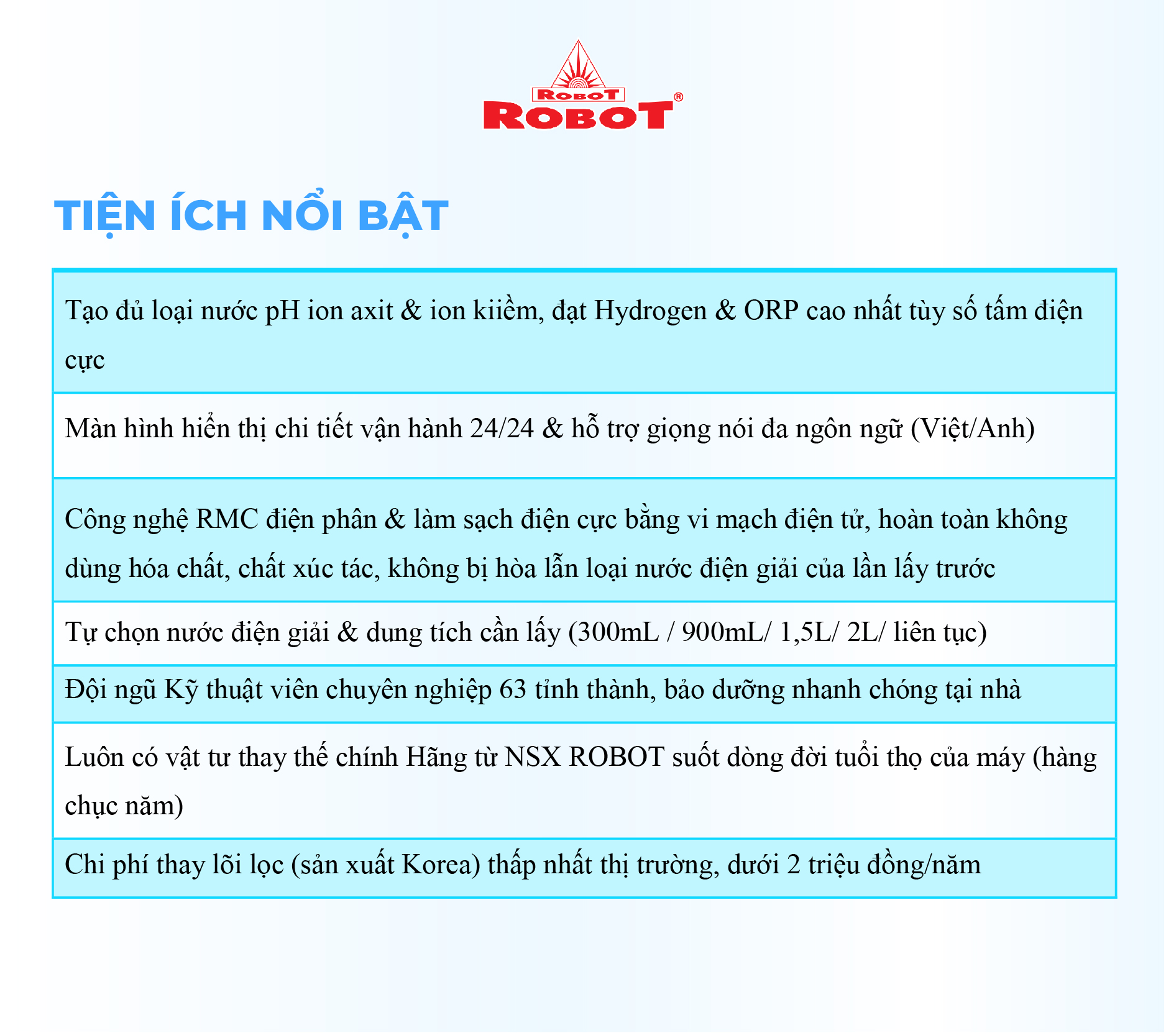 Máy Lọc Nước Điện Giải Thông Minh Ion Kiềm ROBOT IonPrince 59 - Bộ Điện Phân Với 5 Tấm Điện Cực Titanium - Hàng Chính Hãng