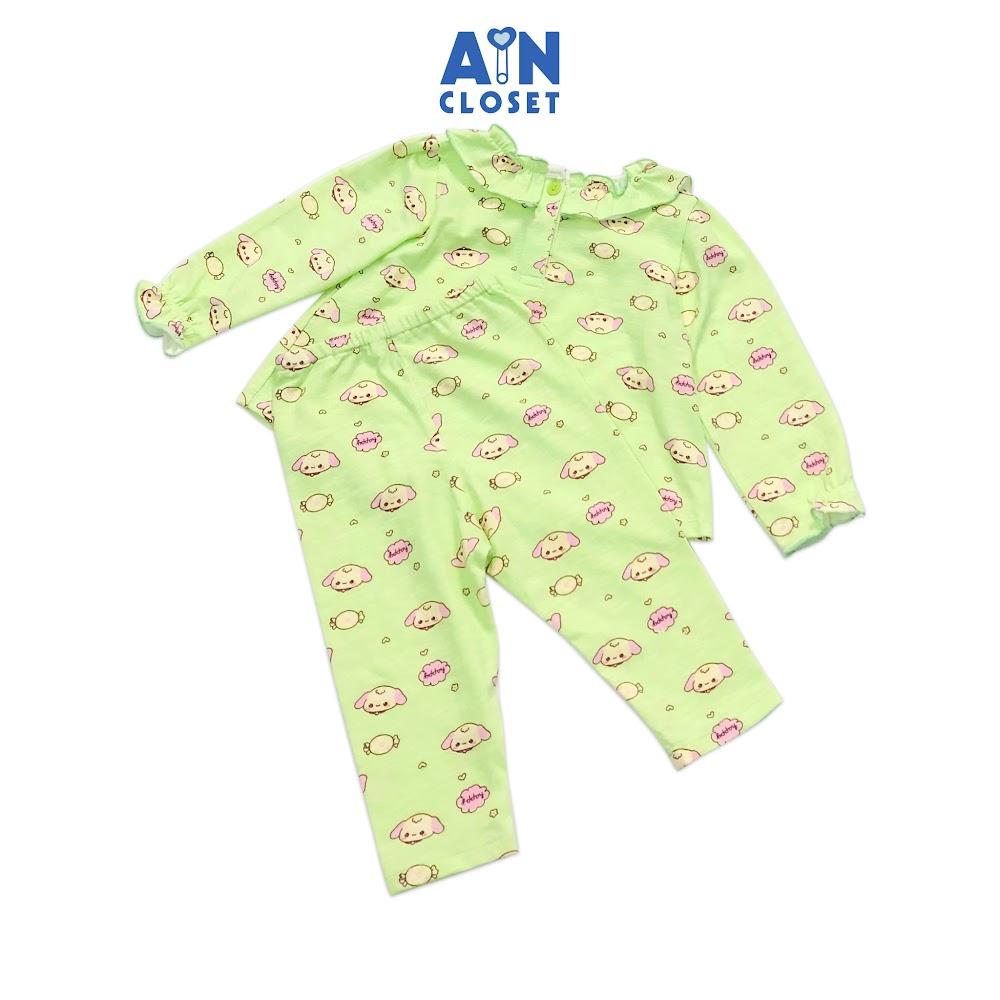 Bộ quần áo dài bé gái họa tiết Cún vàng nền xanh thun cotton - AICDBGG26OWW - AIN Closet