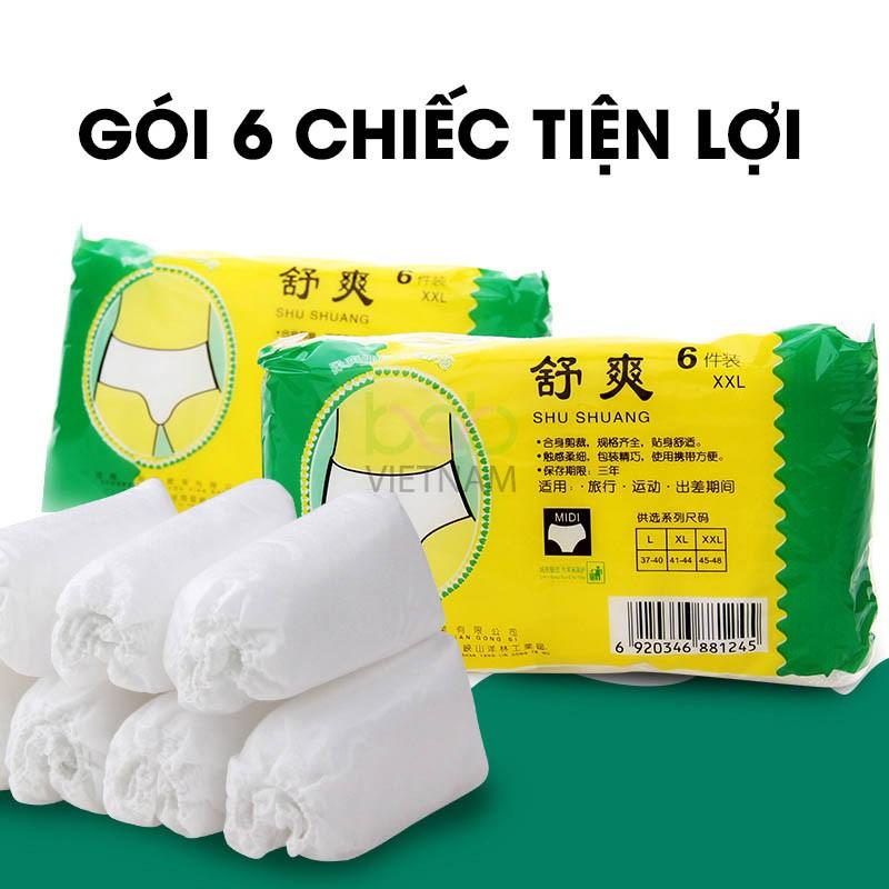 Quần Lót Giấy Dùng 1 Lần Gói 6 Chiếc Quần Du Lịch Tiện Lợi Nam Nữ Freesize