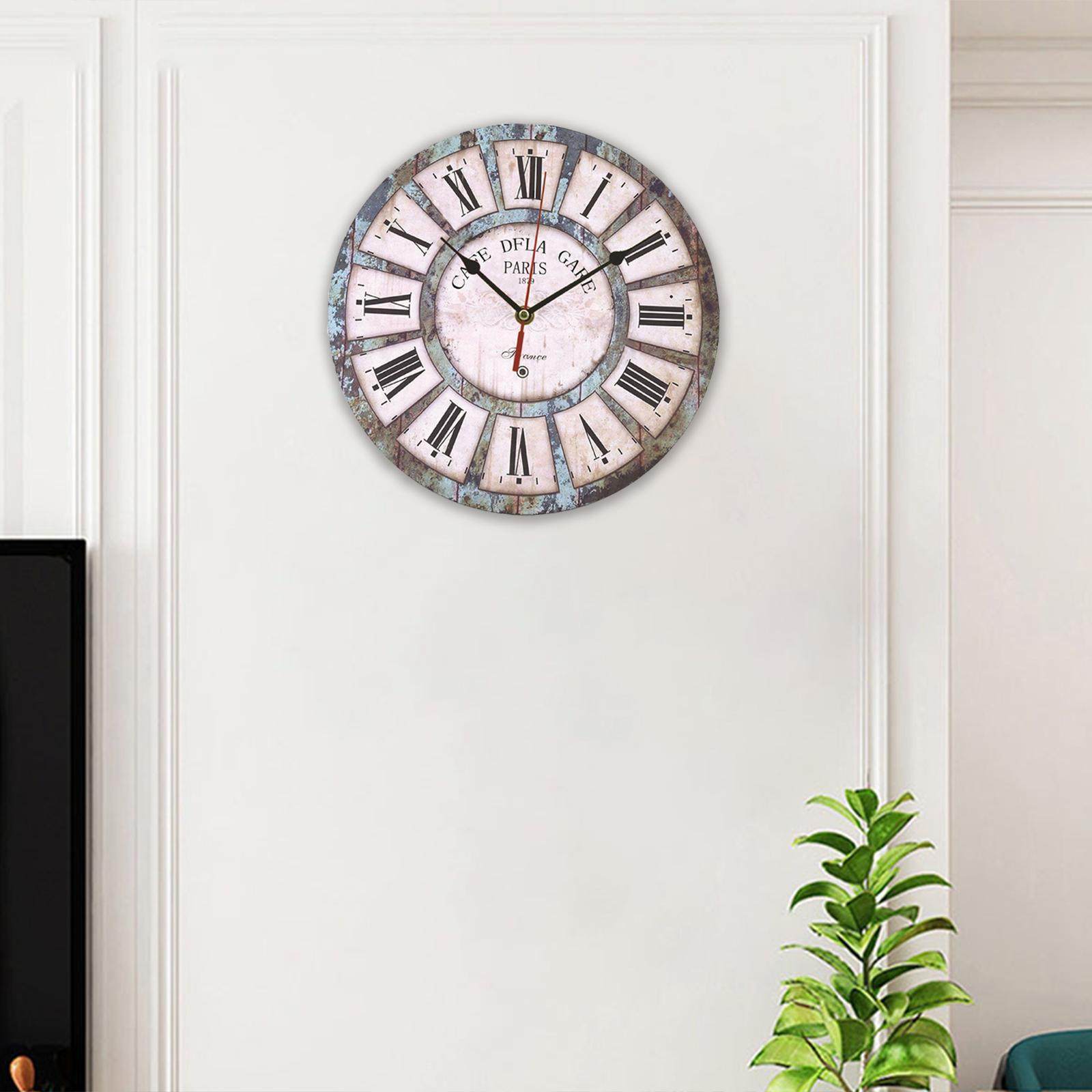 Rustic Wooden Wall Clock Living Room Kitchen Bedroom Decor