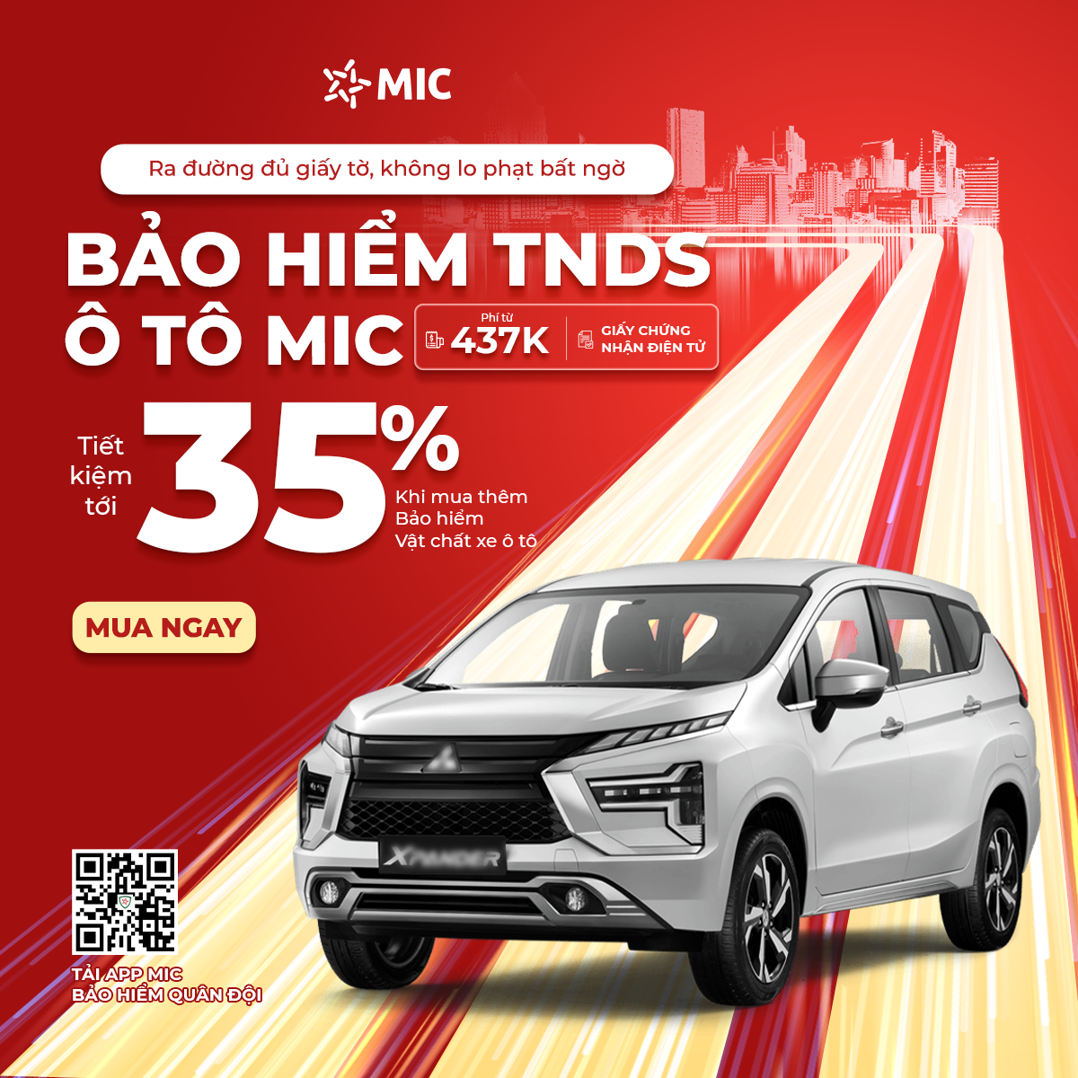 Bảo hiểm TNDS xe ô tô 6 - 11 chỗ ngồi, không kinh doanh, giấy chứng nhận điện tử - Bảo hiểm Quân đội MIC