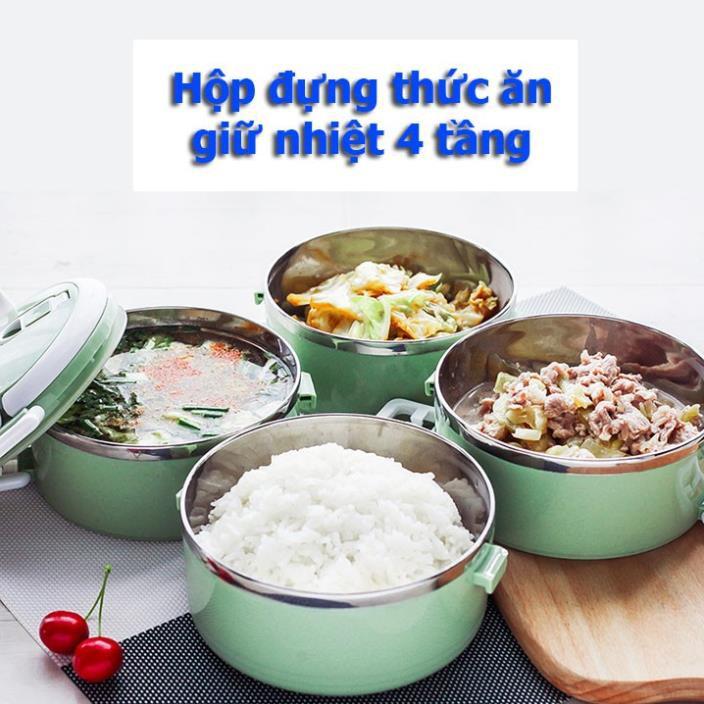 Cặp lồng cơm lúa mạch ruột inox, hộp cơm giữ nhiệt 4 tầng
