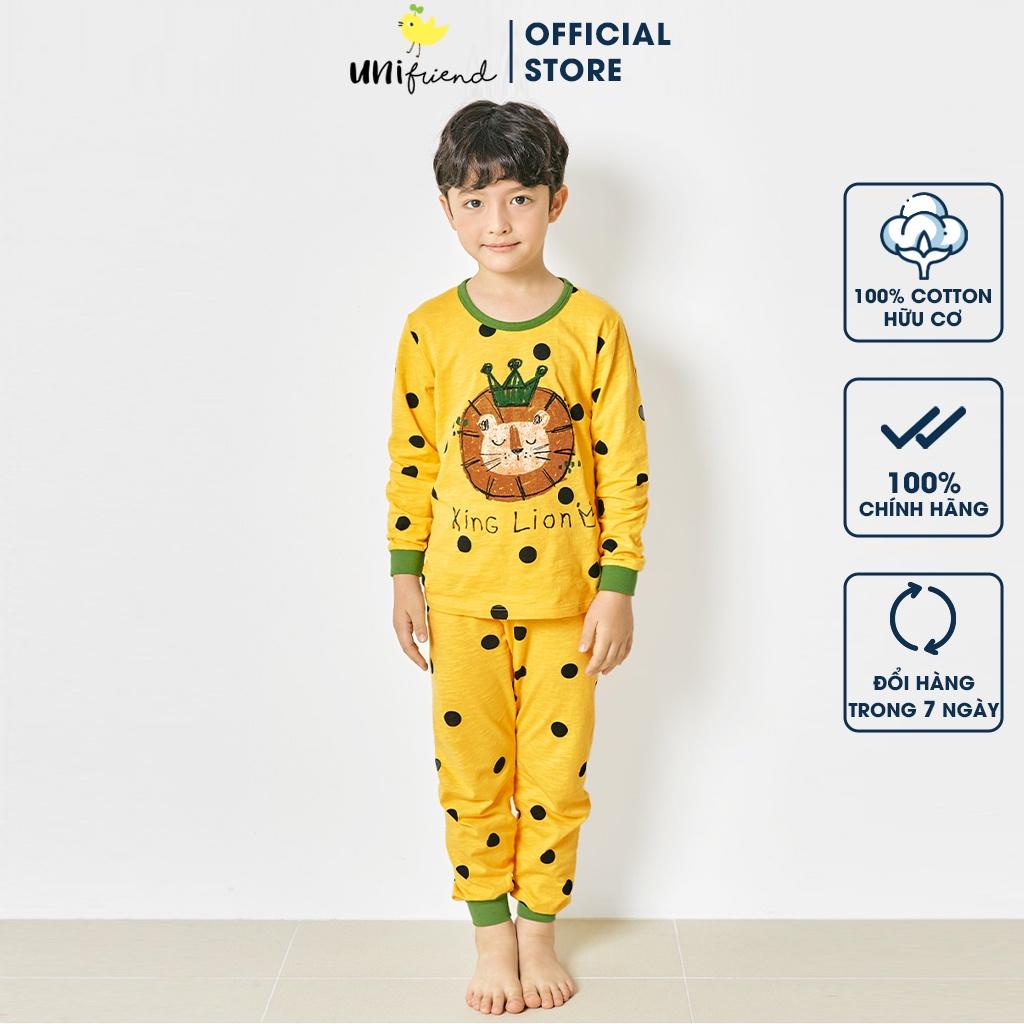 Bộ đồ dài tay mặc nhà cotton mịn cho bé trai U1016- Unifriend Hàn Quốc, Cotton Organic