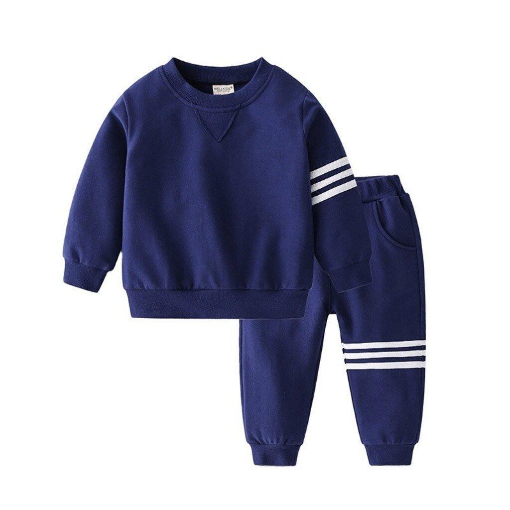 Bộ Thu Đông Cho Bé BINBON KIDS, Bộ dài tay bé trai 3 Vạch Chất Nỉ Da Cá Cho Bé từ 7-27kg