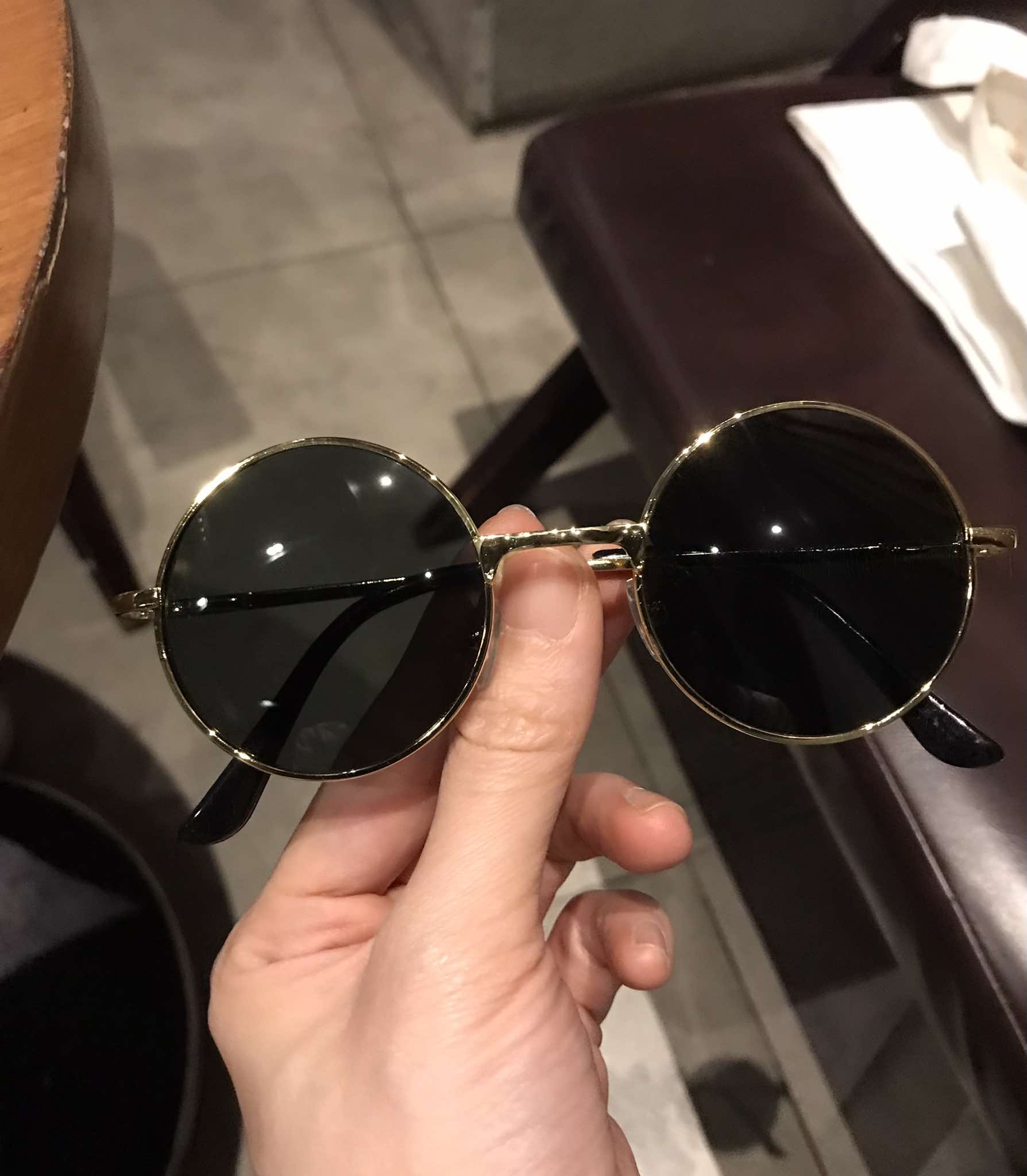 Kính râm thời trang phong cách thầy bói Mắt tròn nhỏ thủy tinh