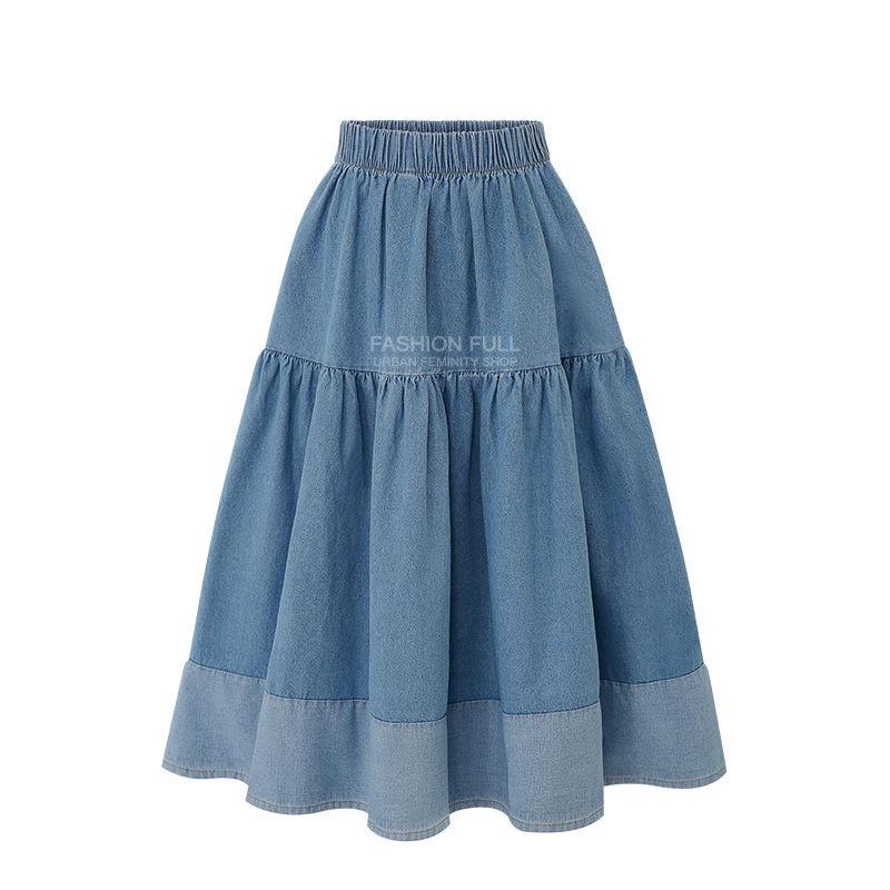 Chân Váy Denim Lưng Cao Co Giãn Tốt Cỡ Lớn Dễ Phối Đồ