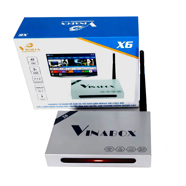 Vinabox X6 – TV Box điều khiển bằng giọng nói, Chip lõi tứ, Ram 2GB, Model 2019 - Hàng Chính Hãng