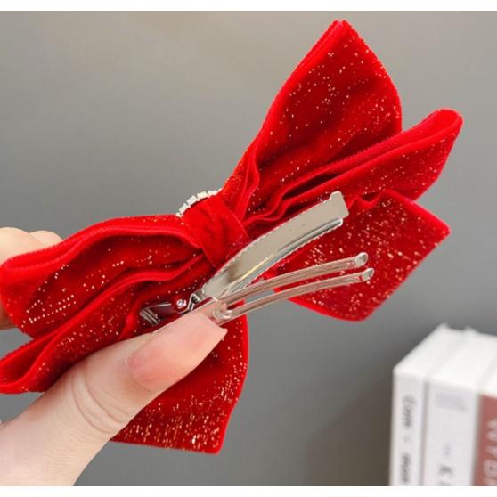 Kẹp Tóc Nơ To Màu Đỏ Phong Cách Hàn Quốc Dành Cho Bé Gái