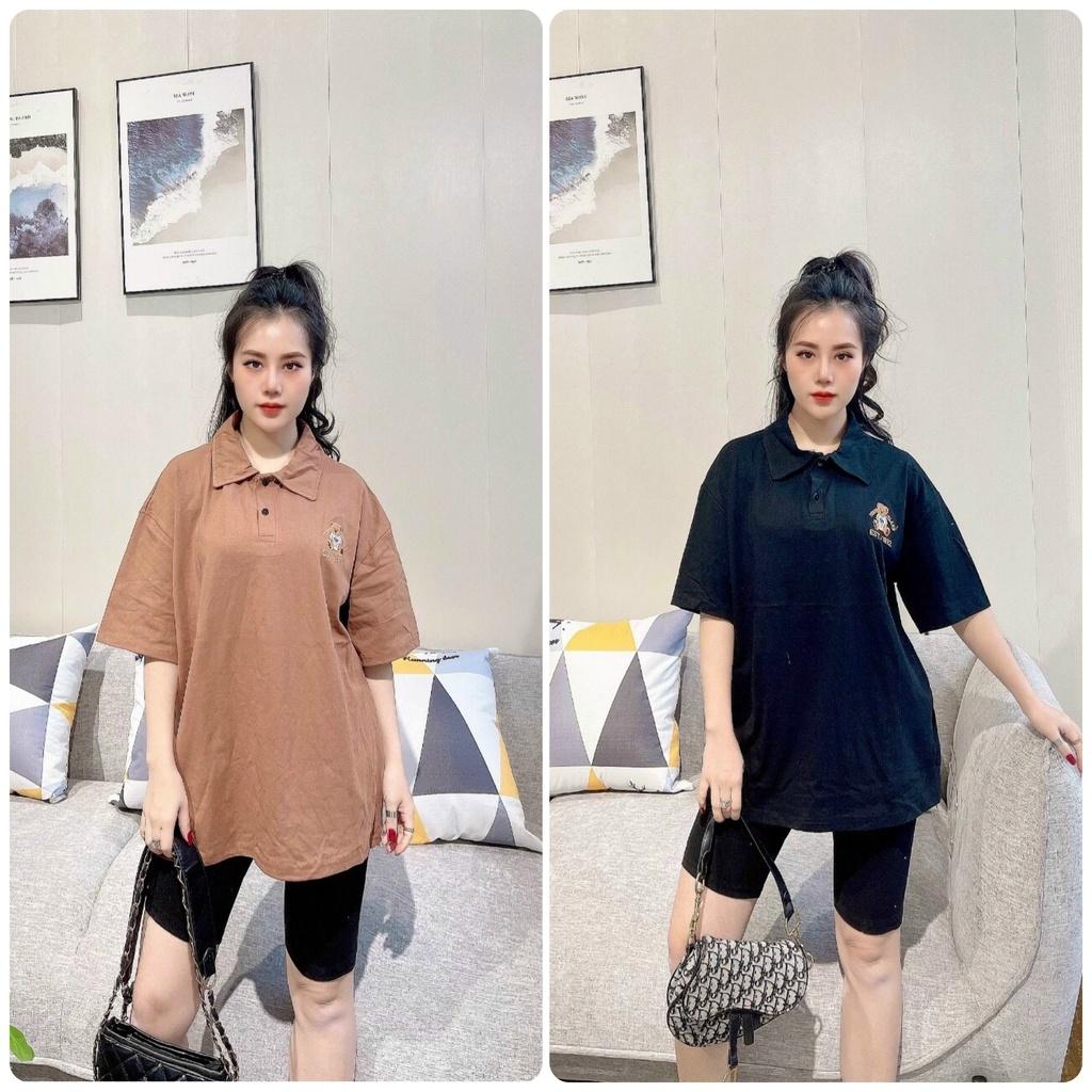 Áo polo nữ form rộng tay lỡ cổ bẻ, Áo thun nữ dáng dài rộng chất cotton 2022 New Arival
