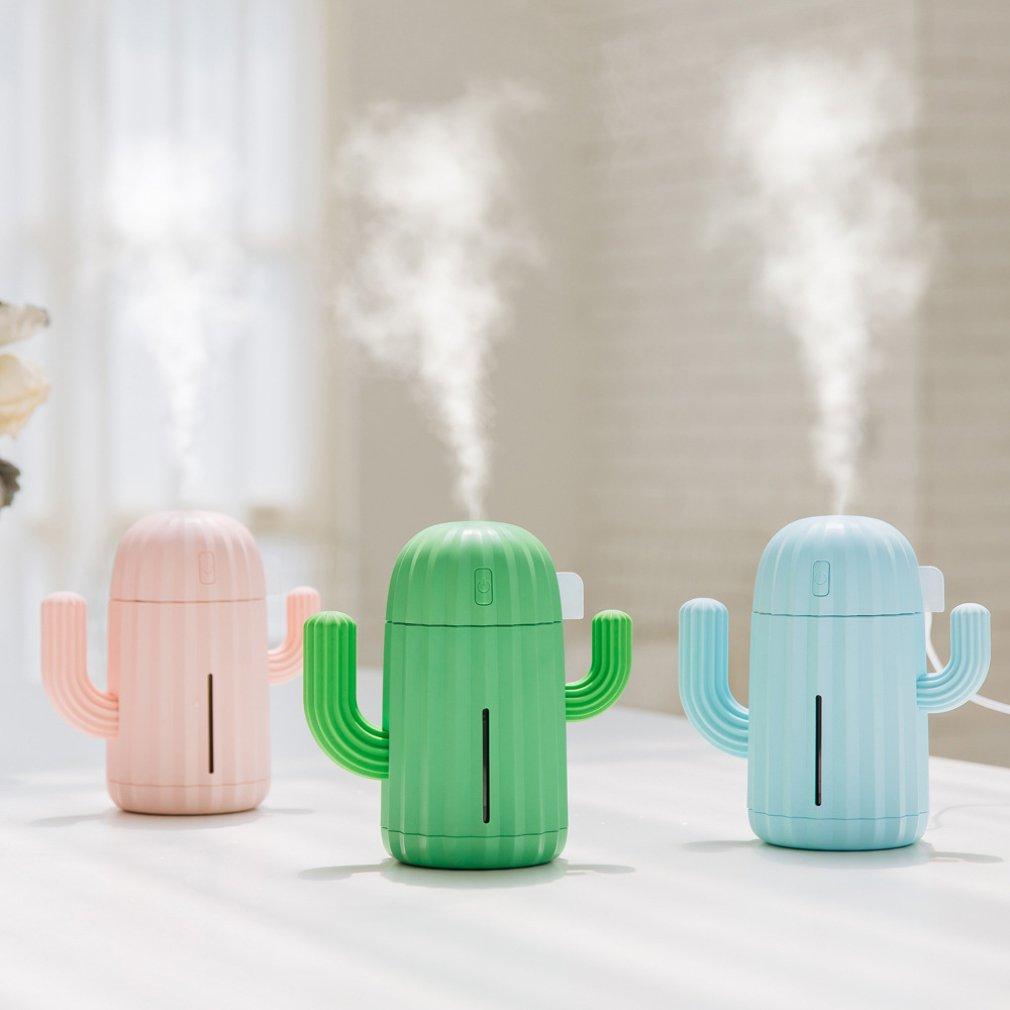 Máy Tạo Độ Ẩm Không Khí Văn Phòng Nhà Xe Ô Tô Mini Air Khuếch Tán Cây Xương Rồng Thiết Kế Cổng USB 340Ml LED Máy Phun Sương Tạo Độ Ẩm Phiên Bản USB