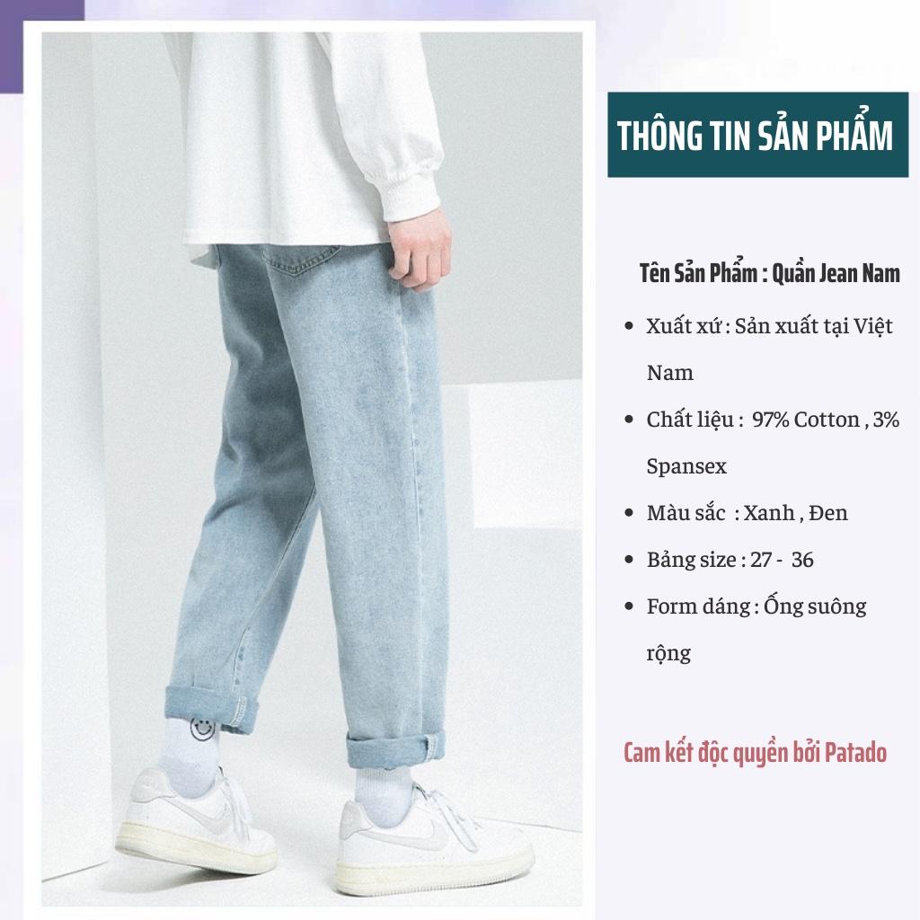 Quần jean nam baggy PATADO ống suông rộng vải jeans cao cấp mã TR01