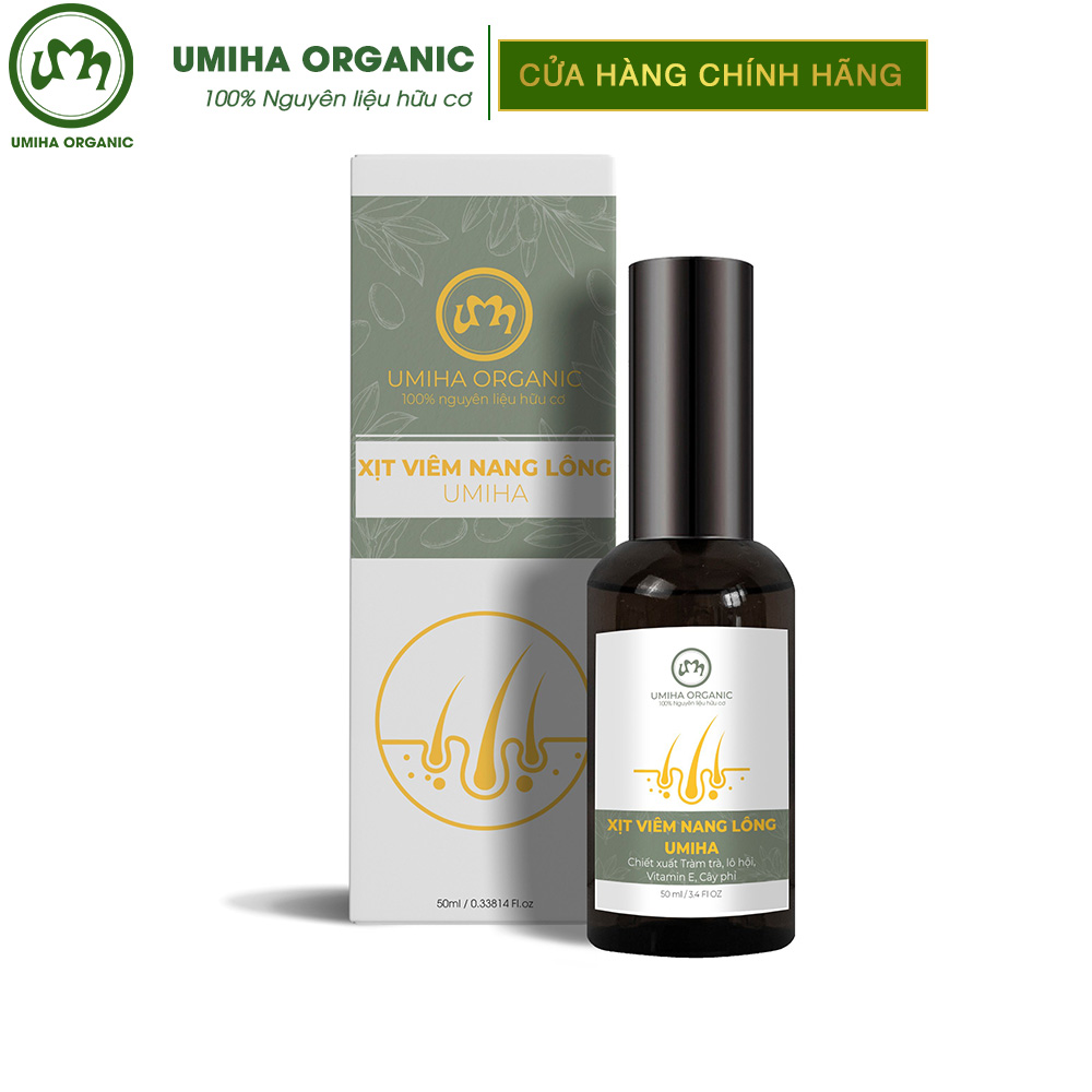 Xịt viêm nang lông viêm lỗ chân lông UMIHA  50/15ML Giảm viêm nang lông, mụn lưng, ngực mông, mờ thâm sáng da