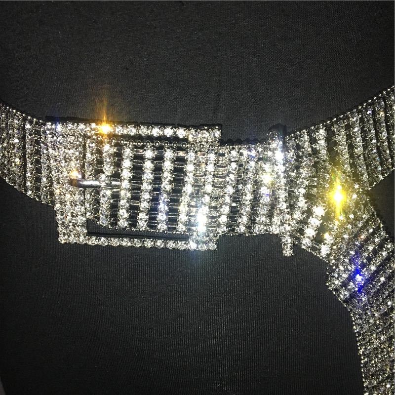 Vàng Bạc Lấp Lánh Pha Lê Thắt Lưng Có Thể Điều Chỉnh Khóa Kim Loại Dài Waistbands Gợi Cảm Nữ Đảng Câu Lạc Bộ Dây Màu 2020