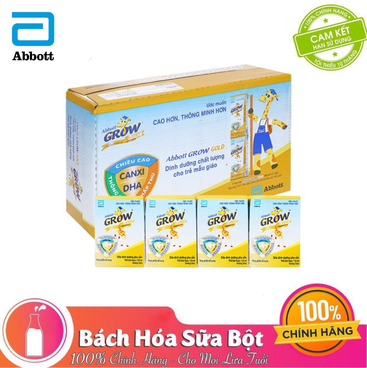 Thùng 48 Hộp Sữa Nước Abbott Grow Gold 110ml