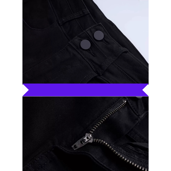 Quần jean dài nữ lưng siêu cao 2 nút màu đen có size đại