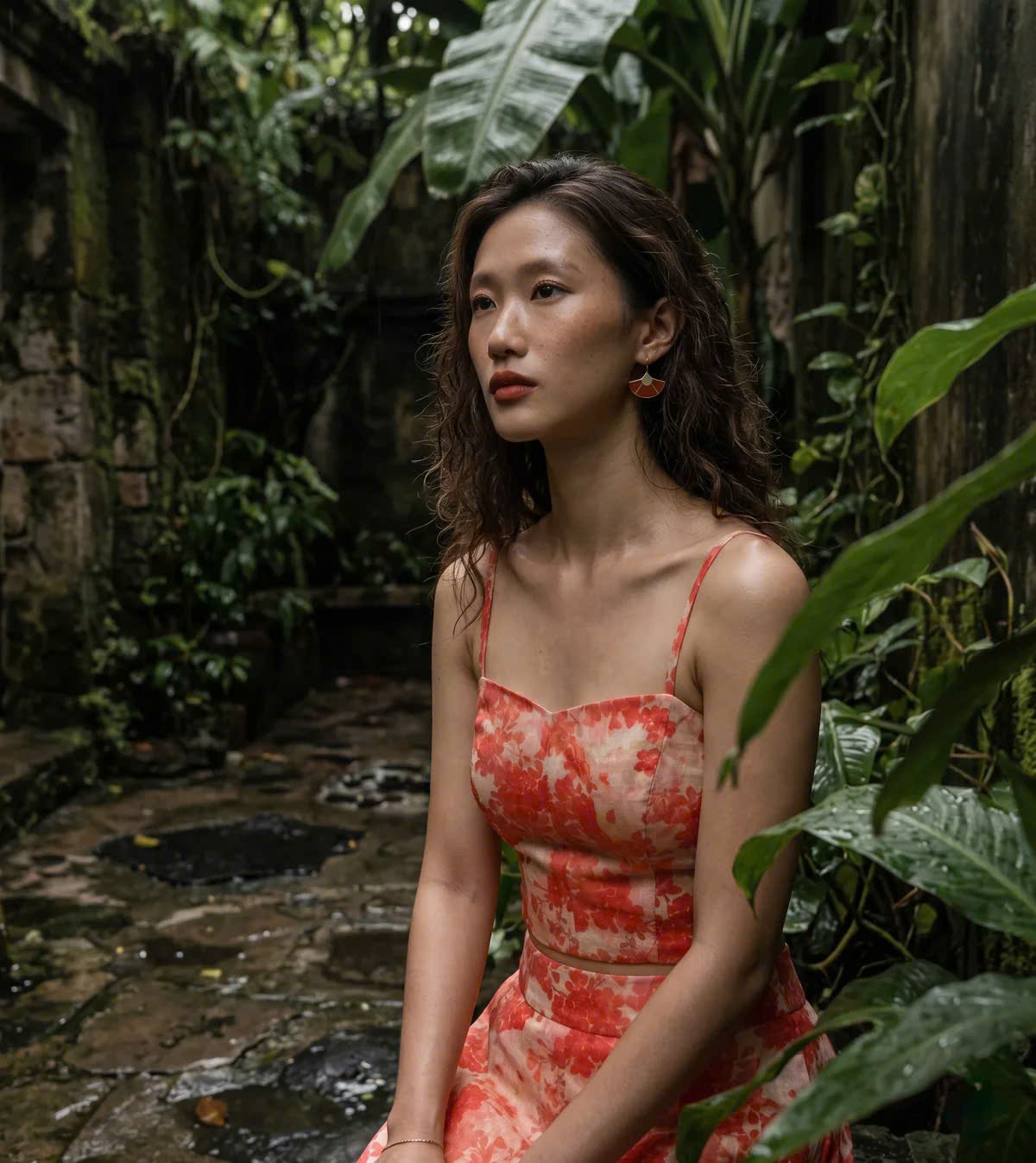 Áo Croptop Hai Dây Hoa Ramie Thanh Minh Top208 Thời trang Hity