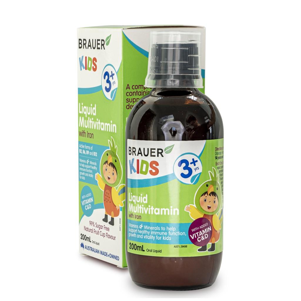 Brauer Vitamin Tổng Hợp bổ sung thêm Sắt cho trẻ từ 3 đến 12 tuổi 200ML