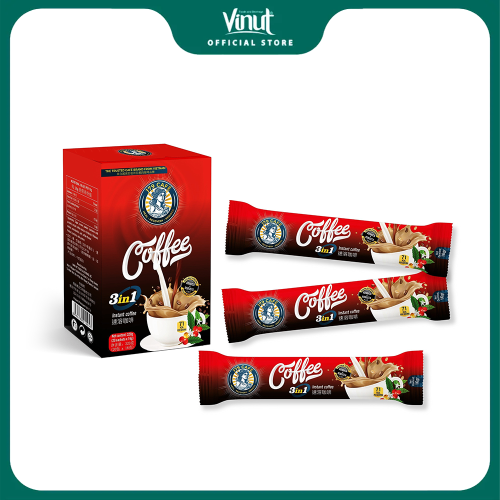[Freeship] Hộp 20 gói Cà phê hòa tan Vinut cao cấp 3 trong 1 thương hiệu Việt Nam xuất khẩu