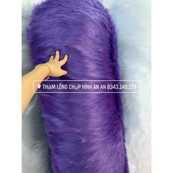 Thảm Lông Trải Bàn - Màu Tím Than Lông Dài