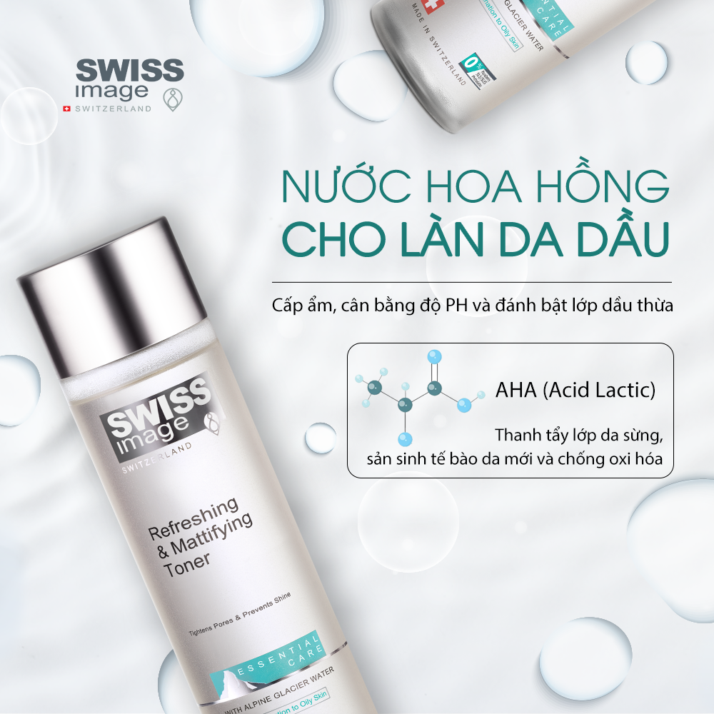 Nước hoa hồng dành cho da hỗn hợp và da dầu Swiss Image Refreshing & Mattifying Toner 200ml