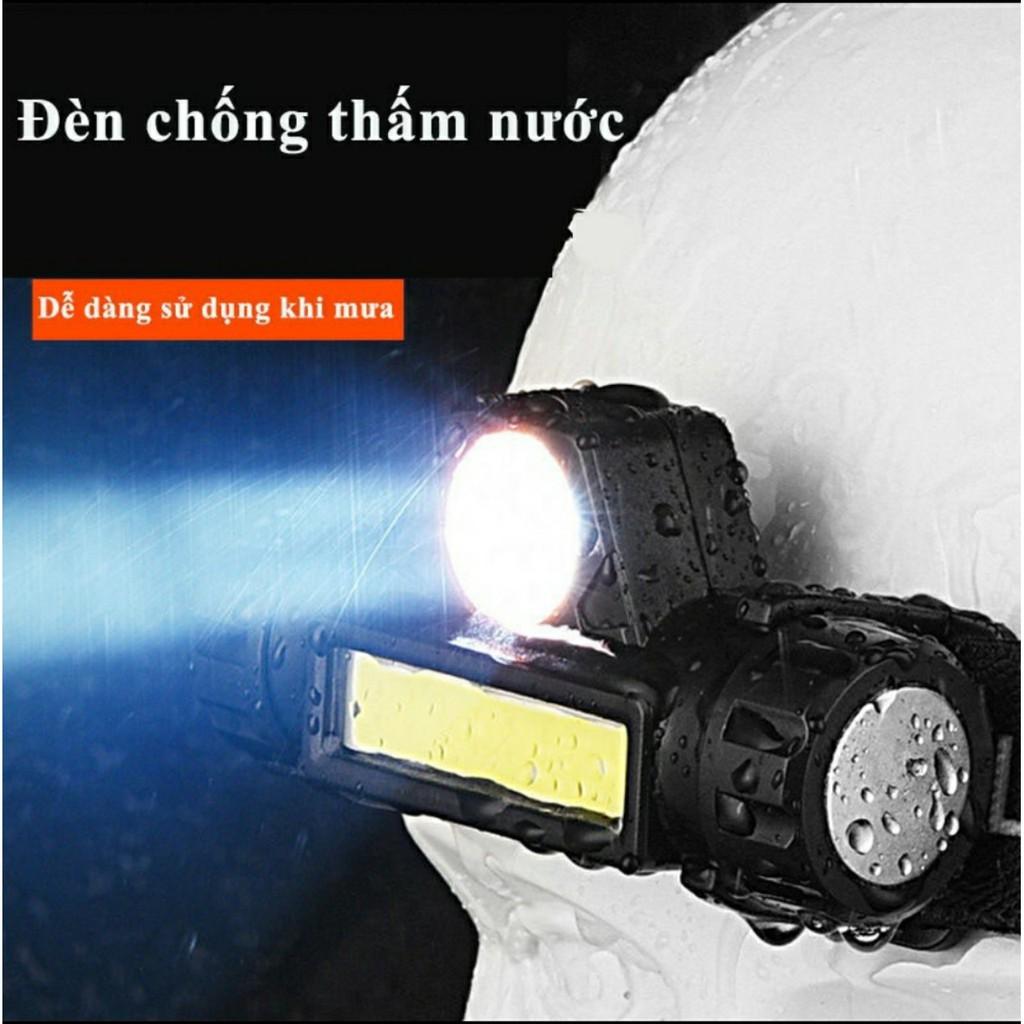 Đèn pin siêu sáng - Đèn pin led đội đầu T101 3 chế độ sáng kim 2 bóng led , loại pin sạc mẫu mới