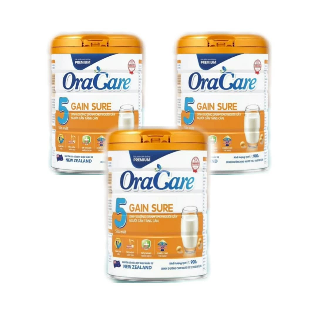 Combo 3 lon sữa OraCare Gain Sure lon 900g - Dinh dưỡng dành cho người gầy, người cần tăng cân