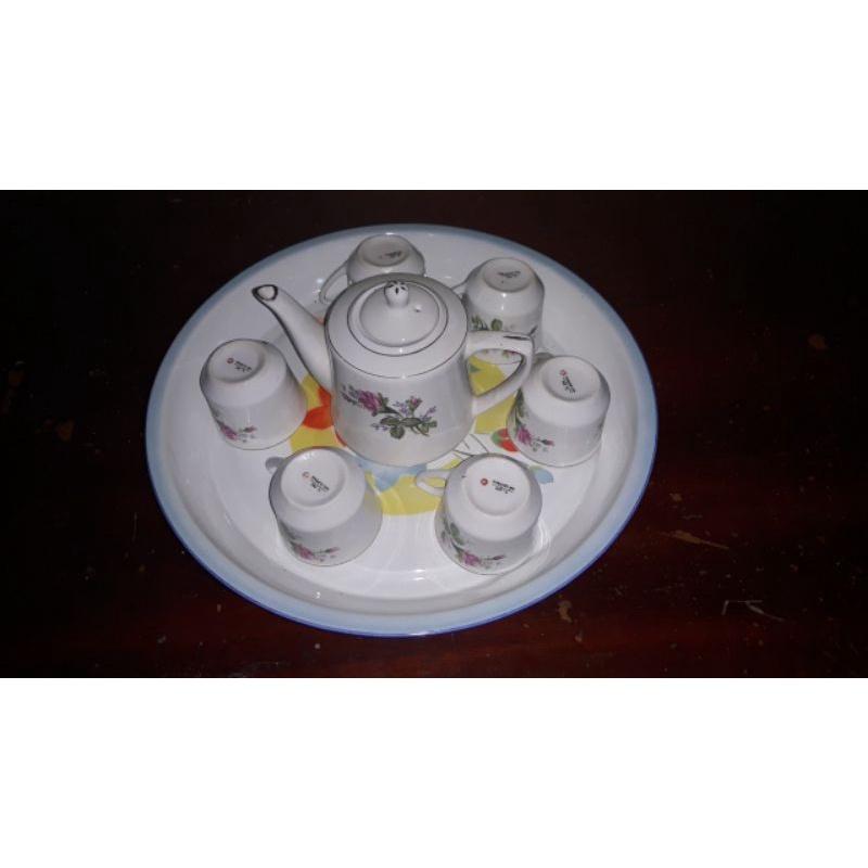 Combo 6 chén sứ hoa hồng có quai Hải Dương xưa