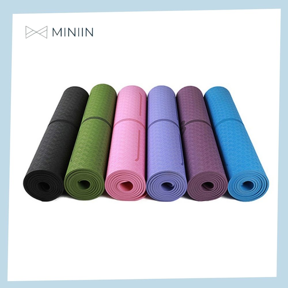 Thảm Tập Yoga Định Tuyến TPE 2 Lớp Cao Su Non Hàng Chính Hãng MINIIN + Bao Đựng Và Dây Buộc Thảm Tập Yoga - Rèn Luyện Sức Khoẻ