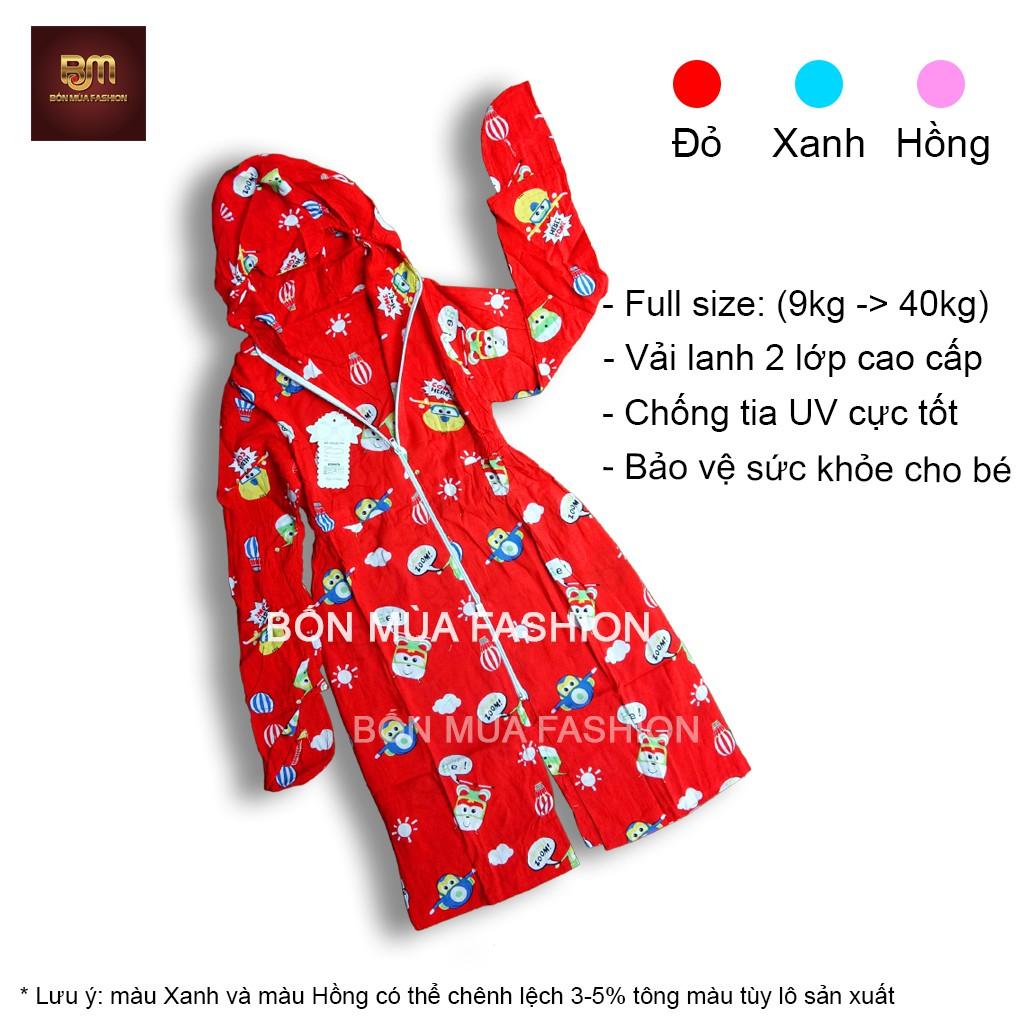 ÁO CHỐNG NẮNG TOÀN THÂN 2 LỚP VẢI LANH CHO BÉ GÁI