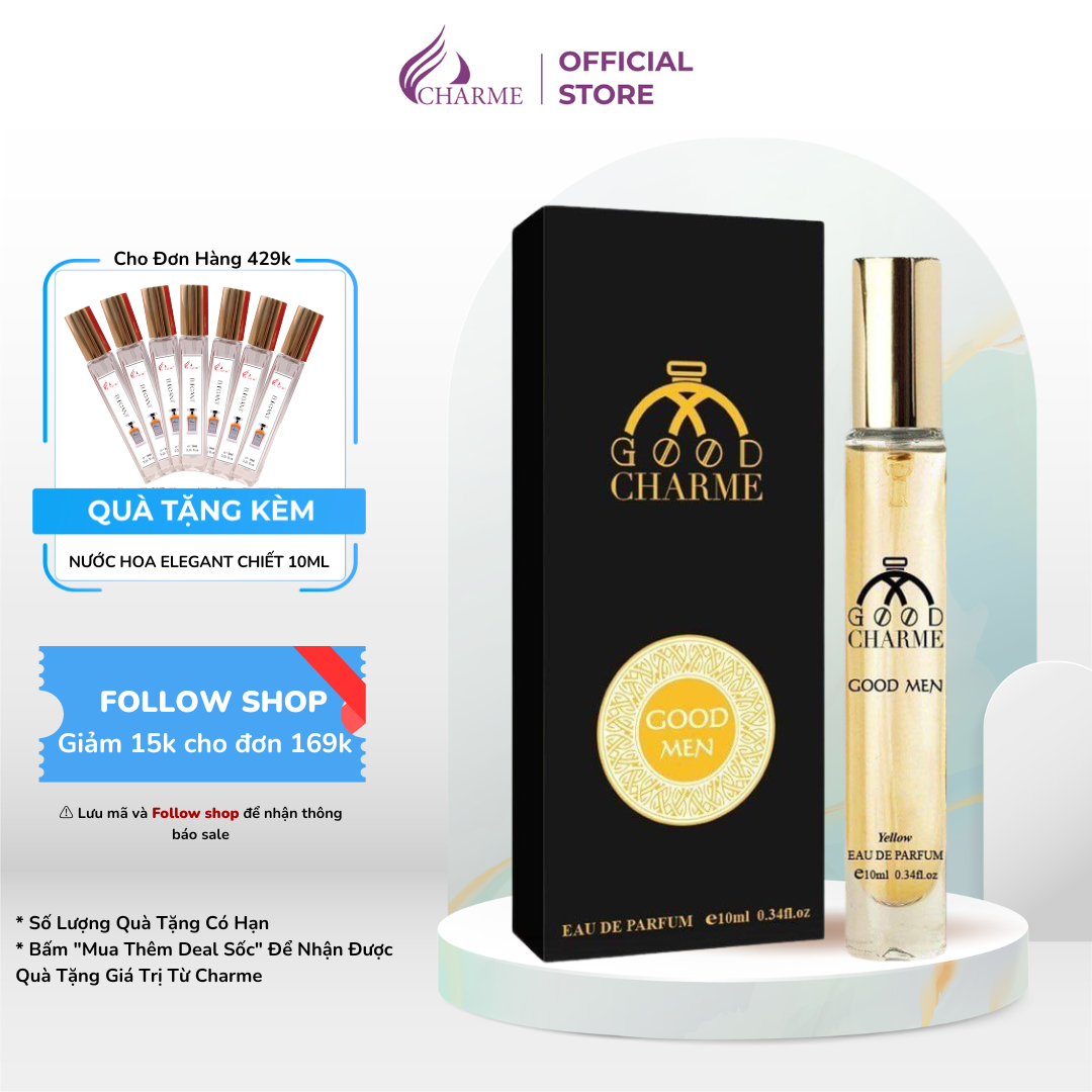 Nước hoa nam cao cấp, Charme Goodmen Vàng, dành cho người đàn ông lịch lãm, lôi cuốn, 10ml