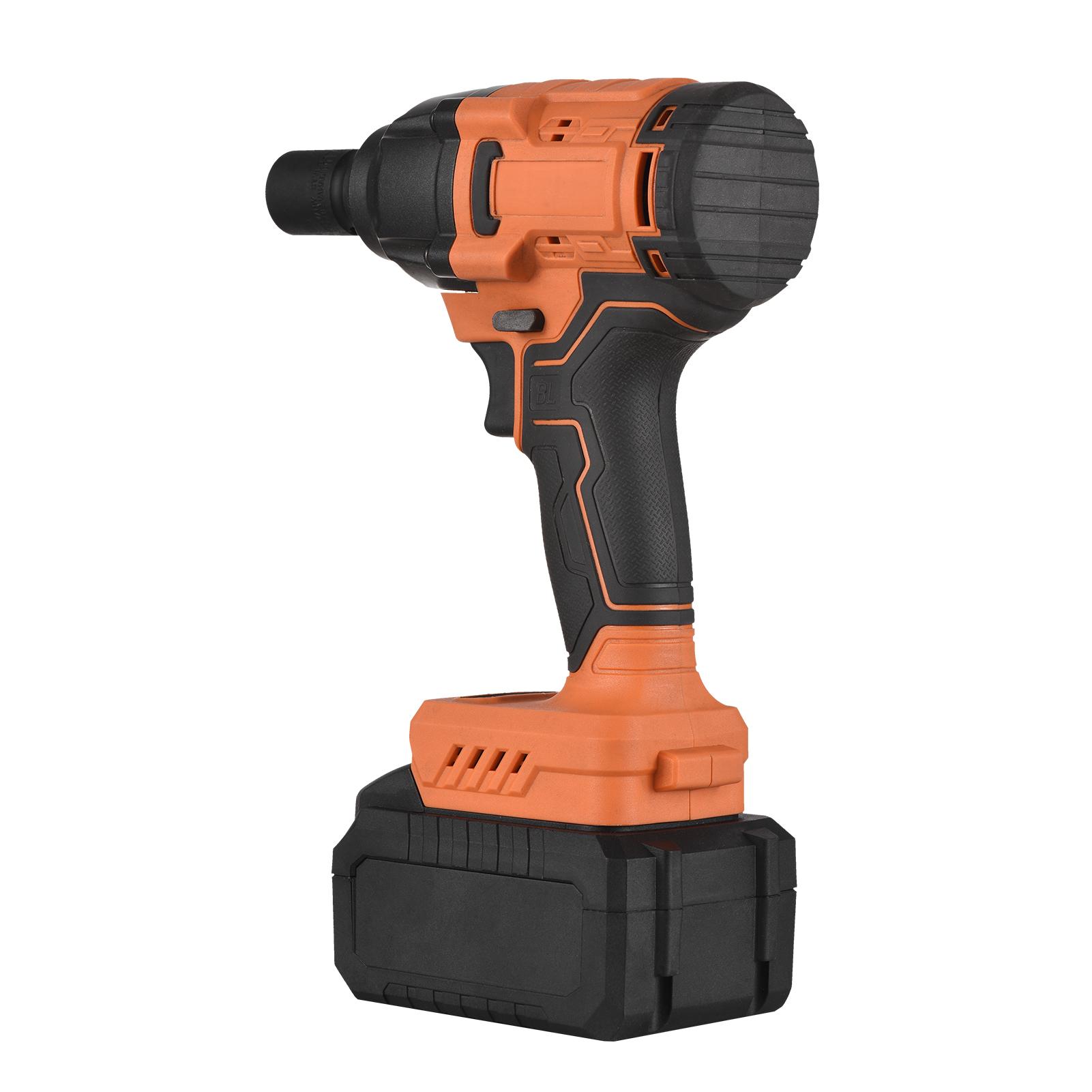 20V Cordless Brushless Impact Wrench with 1/2in Chuck Variable Speed 420N.m Torque Handheld Power Wrench with 4 Sockets 3.0Ah Lithium Battery Fast Charger for Removing Nuts Bolts Auto Repair