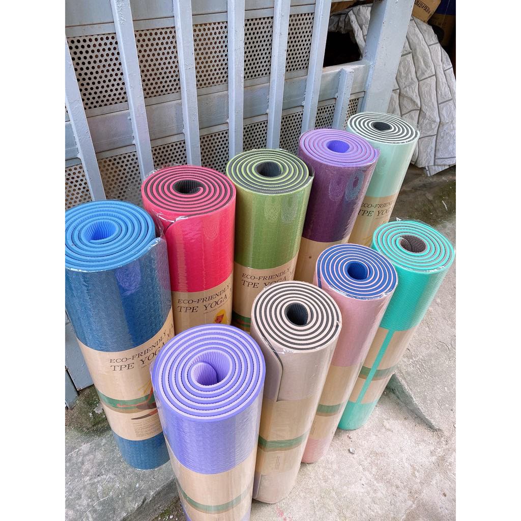 Thảm Tập Yoga Gym Chống Trượt TPE Cao Cấp 2 Lớp Dày 6mm, Tập Tại Nhà T2L